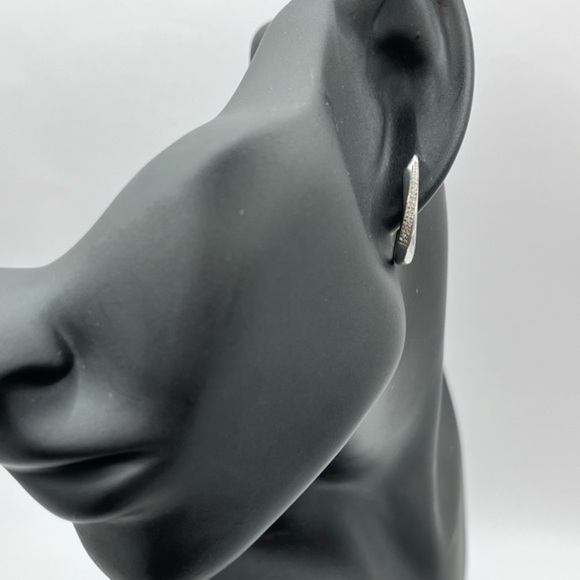 Natural Diamond Silver Earring Hoops - Picture 1 of 7